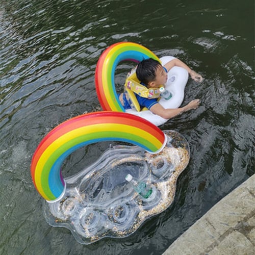 Summer Party Bucket Rainbow Cloud Cup Holder Inflatable Pool Float Beer Drinking 