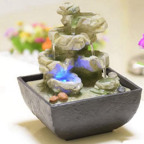 Indoor Water Fountains Resin Creative Craft Home Decor Feng Shui Ornaments 