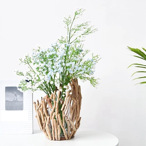 Modern Wood Desktop Hydroponics Vase, Wooden Vase Flower Arrangements