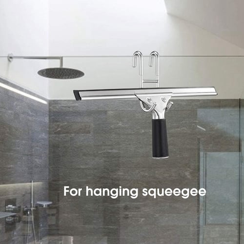 Monland 1x Practical Soft Glass Scraper Wiper Window Brush Cleaner & 2 Pack Shower Door Hooks Bathroom Shower Towel Hook 
