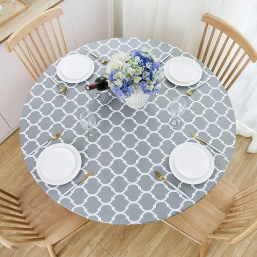 Round Tablecloth With Elastic Edge, Outdoor Round Table Cover With Elastic