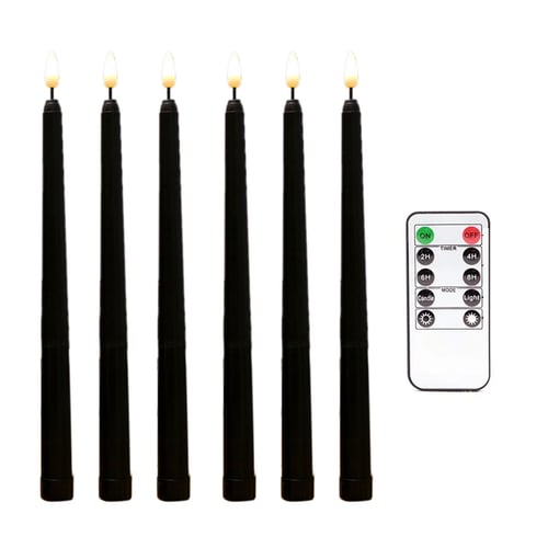 Led Flameless Taper Candles With 6H Auto Timer 6Pcs Flickering Electric Window 
