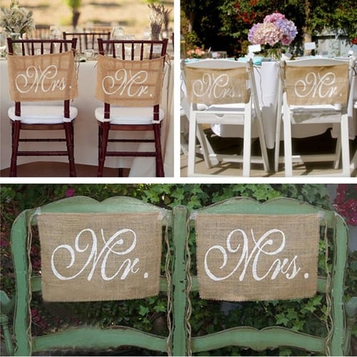 Photo Booth Photo Props Signs Day 2X Wedding Valentine's Mr and Mrs Chair Decor 