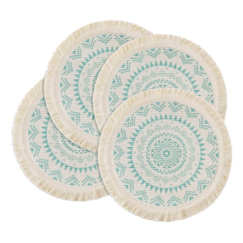 Kitchen Table Mats For Dinner Wedding, Turquoise Round Woven Placemats