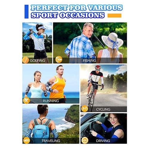 Dciustfhe 10 Pairs Sun Arm Sleeves Cooling Sports Compression Athletic Sleeves for Basketball Running Cycling Golfing