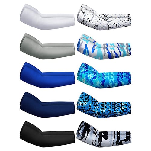 Dciustfhe 10 Pairs Sun Arm Sleeves Cooling Sports Compression Athletic Sleeves for Basketball Running Cycling Golfing