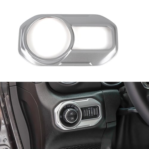 Silver Inner Headlight Switch Button Trim Cover For Jeep Wrangler JL 2018-2019