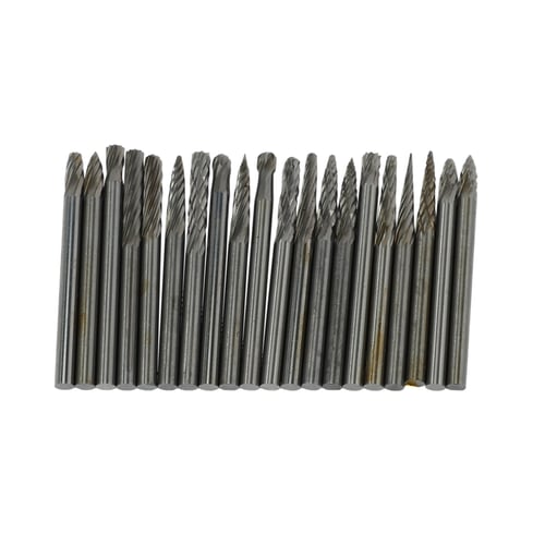 20X 3x3mm Drill Bits Burrs Tungsten Steel Solid Carbide Carving Rotary Tool Set 