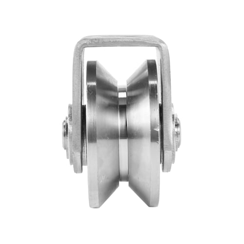 304 Stainless Steel Translation Castors Directional Wheel DBXOKK 2 H Groove Transport Pulleys Wire Rope Track Sliding Door for Square Tube Industrial Mechanic Heavy Duty Roller Pulley