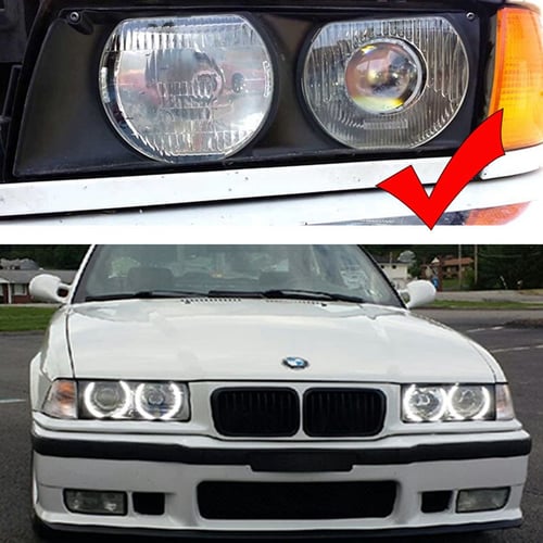 4x CCFL LED Angel Eye Lights Halo Ring Headlight White For BMW E36 E38 E39 E46