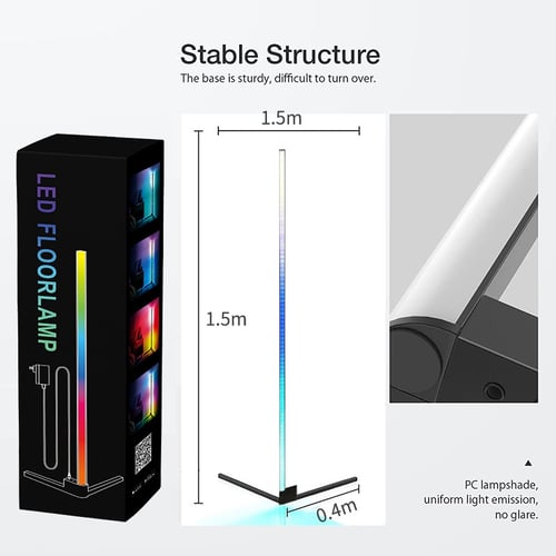Home Led Floor Lamp Rgb Mood Color Lighting Corner With Bluetooth App And Remote Control Sync Modes Home Led Floor Lamp Rgb Mood Color, Led Bluetooth Floor Lamp