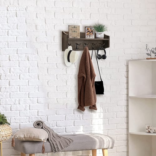 Coat Hooks With Shelf Wall Mounted Rack For Shelfrustic Wood Entryway Hanger - Wall Mounted Coat Hooks With Shelf Grey