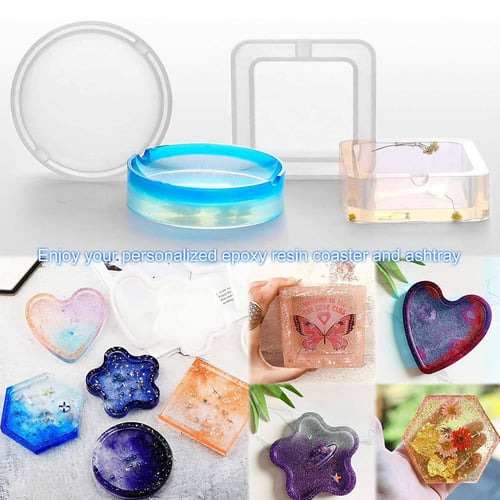 6x Silicone Mold Coaster Jewelry Making Tool Resin Casting Dried Flower Mold 