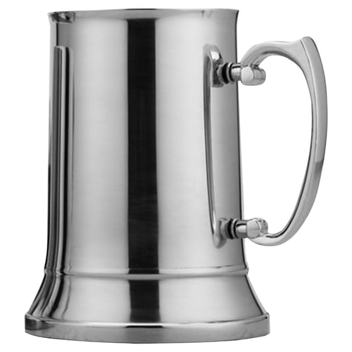 20oz Double Wall 18/8 Stainless Steel Tankard Beer Mug Shaker Patented Mould Design Enjoy Favourite Beer Drinks Style Handle In Silver 