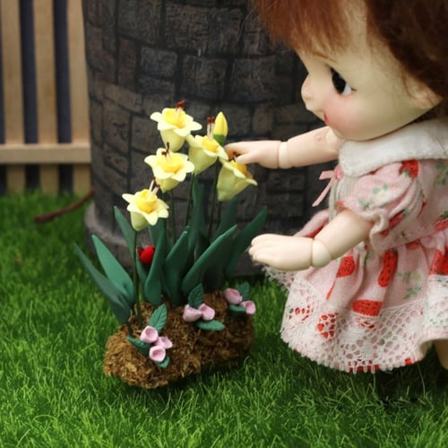 Flower Doll House Accessories Mini Wonderful Gift Doll Lovers Dollhouse for House Decor Toys Dollhouse Miniature Flower Pot Doll House Flower Pot