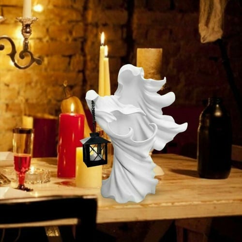 Hell's Messenger Lantern Faceless Ghost Sculpture Halloween Statue Decor Light 