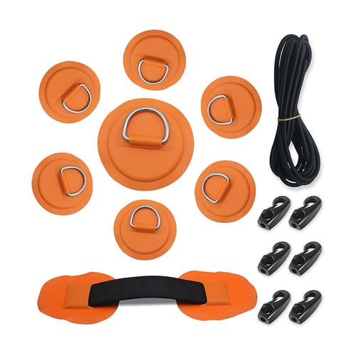 Replacement 6x Kayak D-Ring Patch/Pad & Elastic Rope Set for PVC Inflatable Boat 