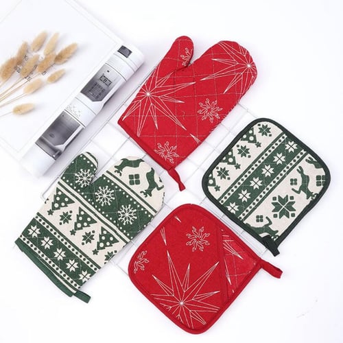 Christmas Baking Anti-Hot Gloves Pad Microwave Oven Insulation Mat Kitchen Tool 