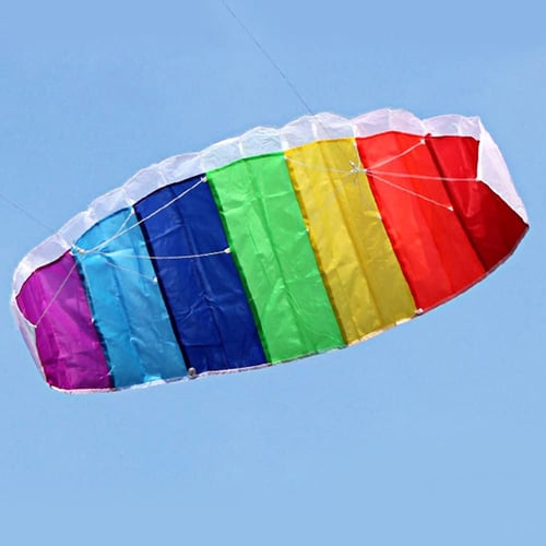 New 1.2m Dual Line Parafoil Parachute Stunt Sport Beach Outdoor Toys Colorf Kite 