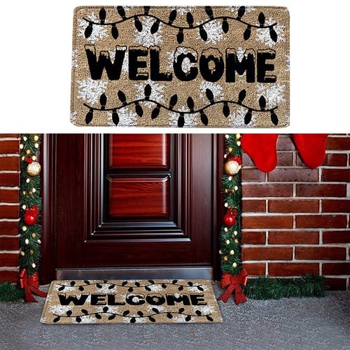 Christmas Doormat Floor Rug Anti-slip Bath Mat Indoor Porch Welcome Carpet 