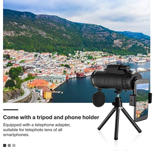 Monocular Telescope Camping 40x60 High Power HD Monocular with Smartphone Holder Tripod for Adults Waterproof Night Vision with Durable and Clear Prism Dual Focus for Bird Watching Travelling 