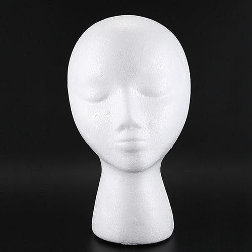 Styrofoam Foam Mannequin Wig Head Display Hat Cap Wig Holder White Foam Male 10" 