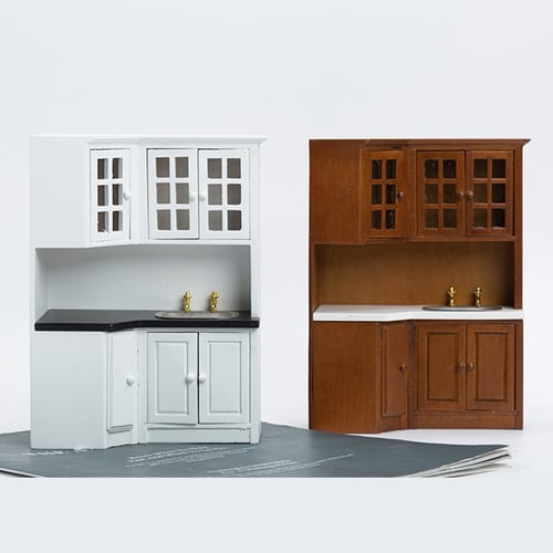 1/12 Dollhouse Mini Cupboard Cabinet Life Scenes Model Kitchen Room Accessory 