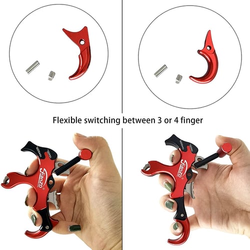 3/4 Finger Thumb Release Aids Adjustable Hand Held CNC higher Accuracy Archery 
