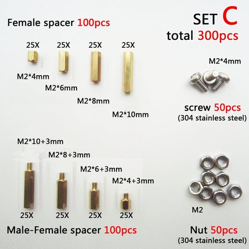 25Pcs-100pcs Brass 304Stainless M3 Hex Column Standoff Support Spacer Screw Nut 