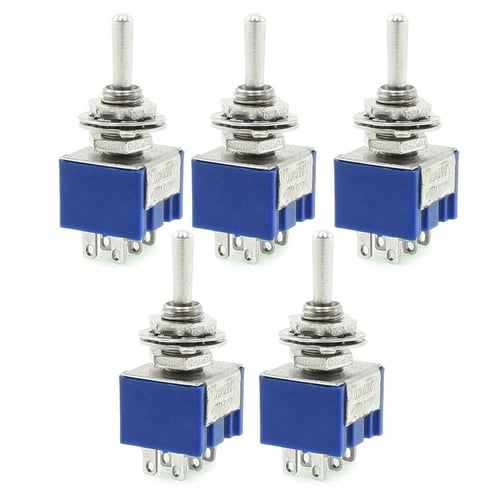 5Pcs ON-OFF-ON 3-Terminals Double Pole Dual Throw Toggle Switch 6A 125V AC G9ZP 