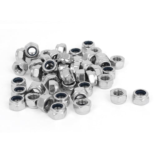 100pcs M3 x 0.5mm Stainless Steel Nylock Nylon Insert Hex Self-locking Nuts ^P 