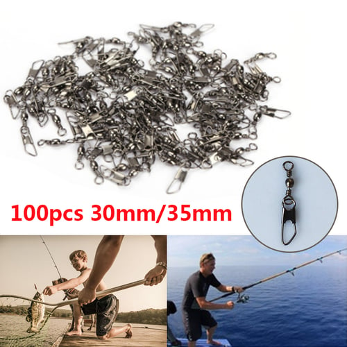 100Pcs Brass Barrel Swivel Solid Rings Fishing Pin Line Connector Interlock Snap 