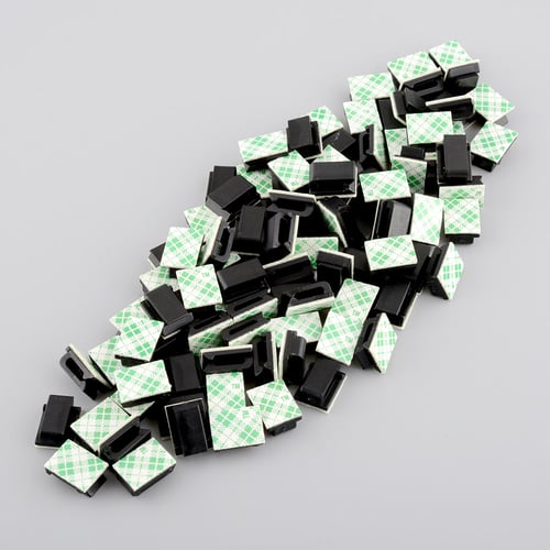 Wire Clip Black Car Tie Rectangle Cable Holder Mount Clamp self adhesive 100 Pcs 