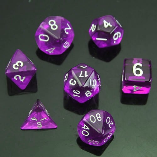Multi sided dice set 7Pcs D4 D6 D8 D10 D12 D20 for Dungeons D&D Dark Purple 