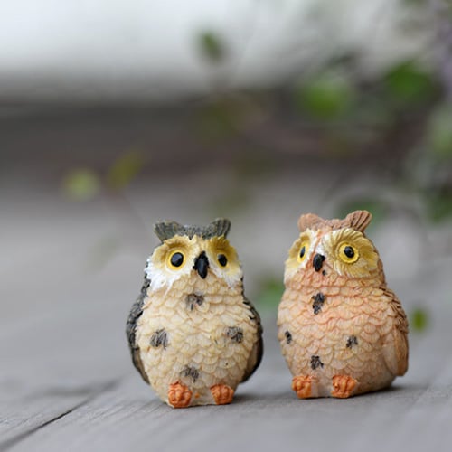 4Pcs Miniature Owls Garden Craft Terrarium Figurine DIY Landscape Decor Room 
