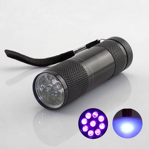 9 LED Mini Aluminum UV Ultra Violet Flashlight Blacklight Torch Light Lamp 