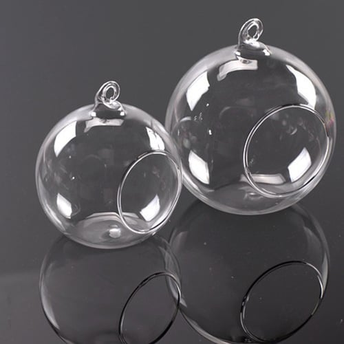 Clear Glass Round Hanging Candle Tea Light Holder Candlestick Decors 6CM 