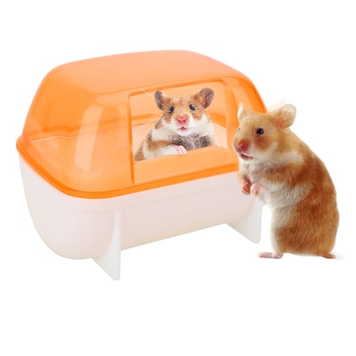Orange Small Animal Plastic Hamster Bathroom Bath Sand Room Sauna Toilet Bathtub 