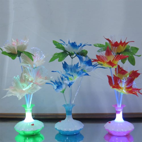 Romantic Fiber Optic Flower Night Light Lamp Home Bedroom Party Decoration 