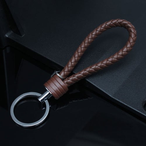 Leather Braided Key Chain Strap Fob Ring Multi-color Alloy Car Home Unisex