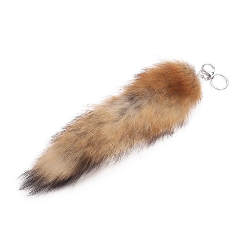 Large Real Fox Fur Keychain Tassel Bag Tag Charm Handbag Tail Pendant Key Ring 