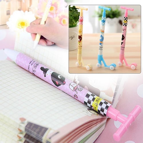 8Pcs Scooter Ball Pens Creative Kids Toys School Gift Cartoon Student Stationery 