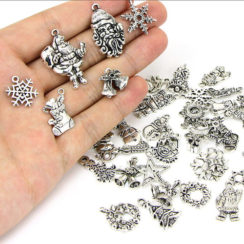 100PCS Bulk Lots Tibetan Silver Christmas Pendants Charms DIY Jewelry Findings 