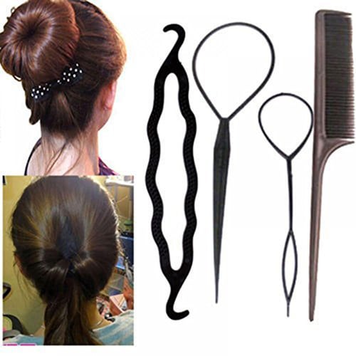 4Pcs/Set Hair Braiding Tool Roller With Magic Hair Clip Twist Styling Bun Maker