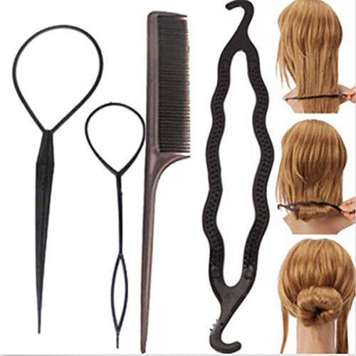 4Pcs/Set Hair Braiding Tool Roller With Magic Hair Clip Twist Styling Bun Maker 4Pcs/Set Hair Braiding Tool Roller With Magic Hair Clip Twist Styling Bun Maker