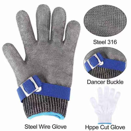 2xSafety Cut Proof Gloves Stab Resistant Stainless Steel Wire Metal Mesh Butcher 