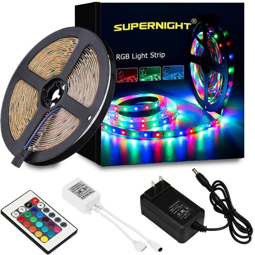 16ft RGB 3528 SMD 300 LED Rope Tape Lights Waterproof IP65 DC12V+24 Key Remote 