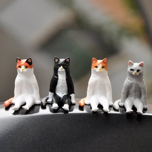 Simulation Cat Animals Miniature Figurines Toys 6PCS Car Decorations Panda Model 