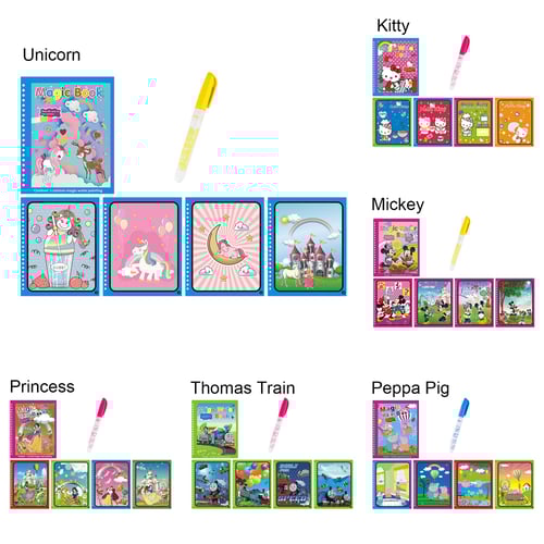 Baby Care Magic Water Drawing Colouring Book 8 Pages Doddle ...