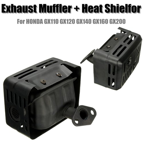 Exhaust Muffler System w/ Heat Shield Fit for Honda GX120 GX160 GX200 5.5 6.5 HP 
